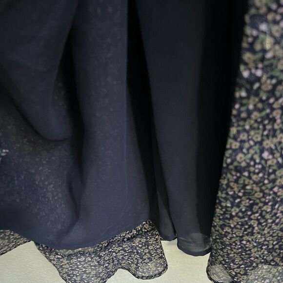 RESET by Jane Olivia Midi Dress Long Slv Floral Pinstripe Sz S Button Front - Picture 8 of 12